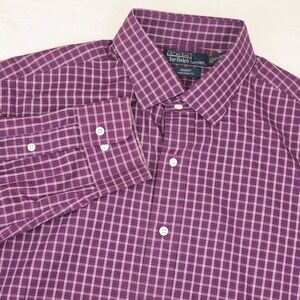 Polo Ralph Lauren Button Down Shirt Mens XL Purple Check Regent Custom Fit‎ 17.5